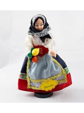 Eros Sorrento Vtg Italian Souvenir Folk Costume Doll Mid-20th Century 6.5"